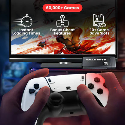 Nuvoria™ Retro Game Stick Pro 60,000+ Classic Games + 2 Free Wireless Controllers | Plug Into Any TV & Play Instantly