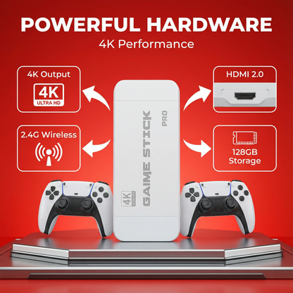 Nuvoria™ Retro Game Stick Pro 60,000+ Classic Games + 2 Free Wireless Controllers | Plug Into Any TV & Play Instantly