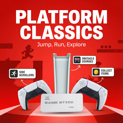 Nuvoria™ Retro Game Stick Pro 60,000+ Classic Games + 2 Free Wireless Controllers | Plug Into Any TV & Play Instantly