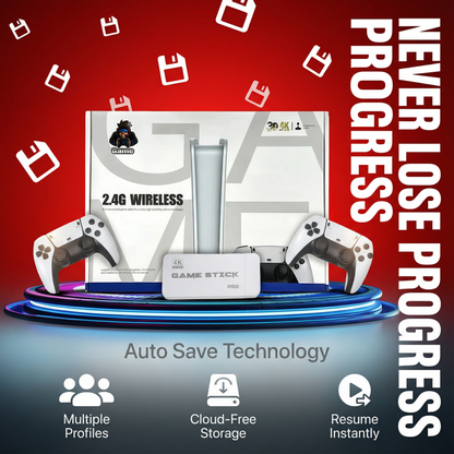 Nuvoria™ Retro Game Stick Pro 60,000+ Classic Games + 2 Free Wireless Controllers | Plug Into Any TV & Play Instantly