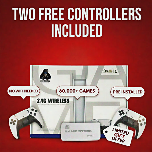 Nuvoria™ Retro Game Stick Pro 60,000+ Classic Games + 2 Free Wireless Controllers | Plug Into Any TV & Play Instantly
